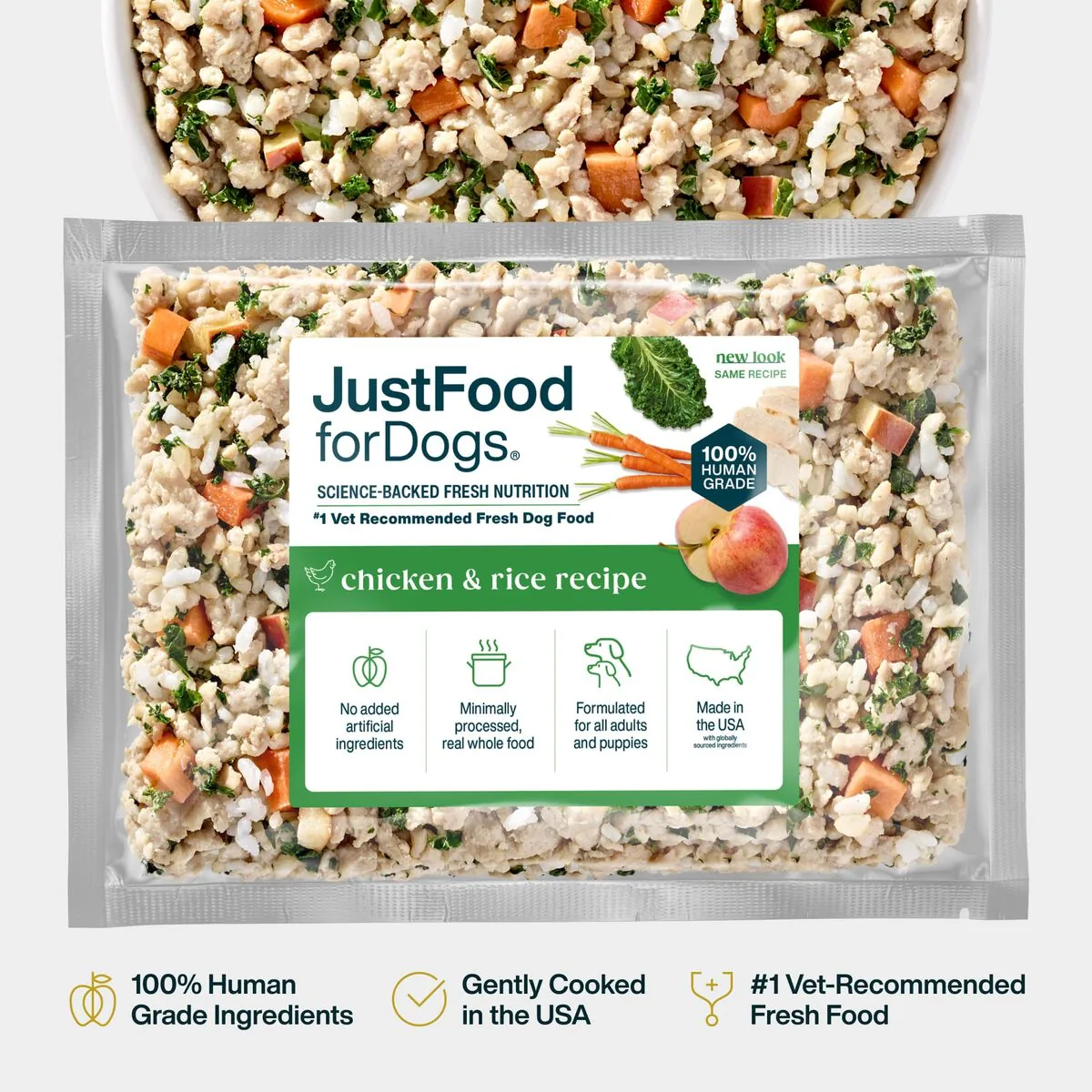 JustFoodForDogs Chicken & White Rice Fresh Frozen (Small Box)