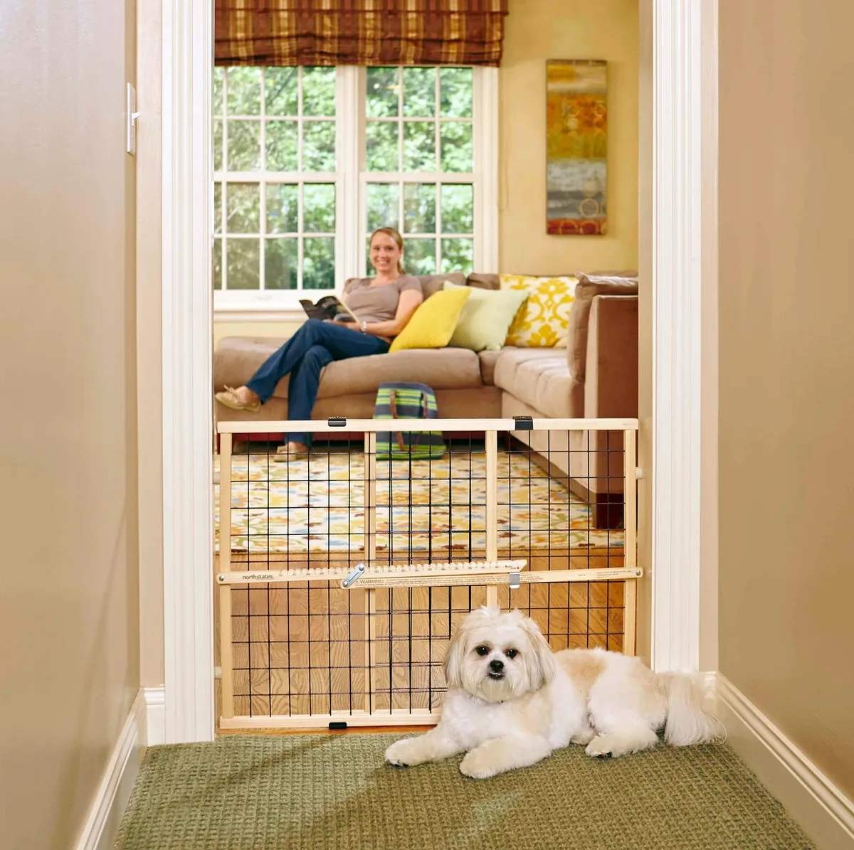 North States MyPet Wire Mesh Wood Petgate